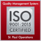 ISO 9001:2015 Certified - Quality Management System - Saint Paul Operations